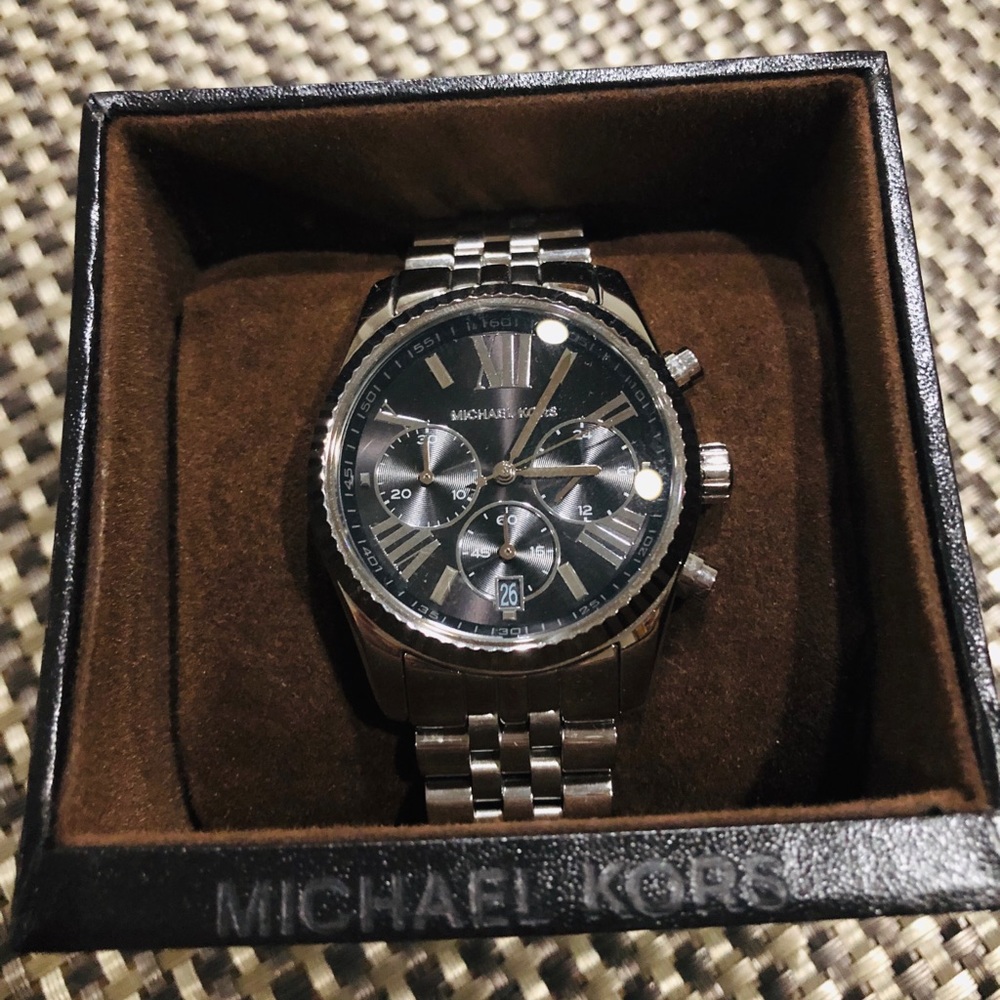 Black and silver Michael Kors unisex watch